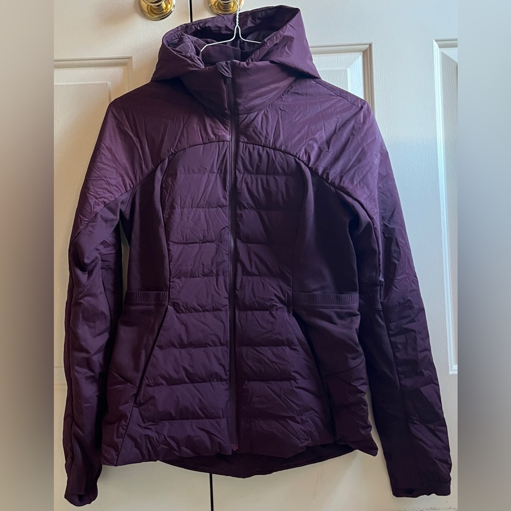 LN!🍒LULULEMON sz 10 DOWN FOR IT ALL JACKET 700Fill CASSIS Maroon REMOVABLE HOOD